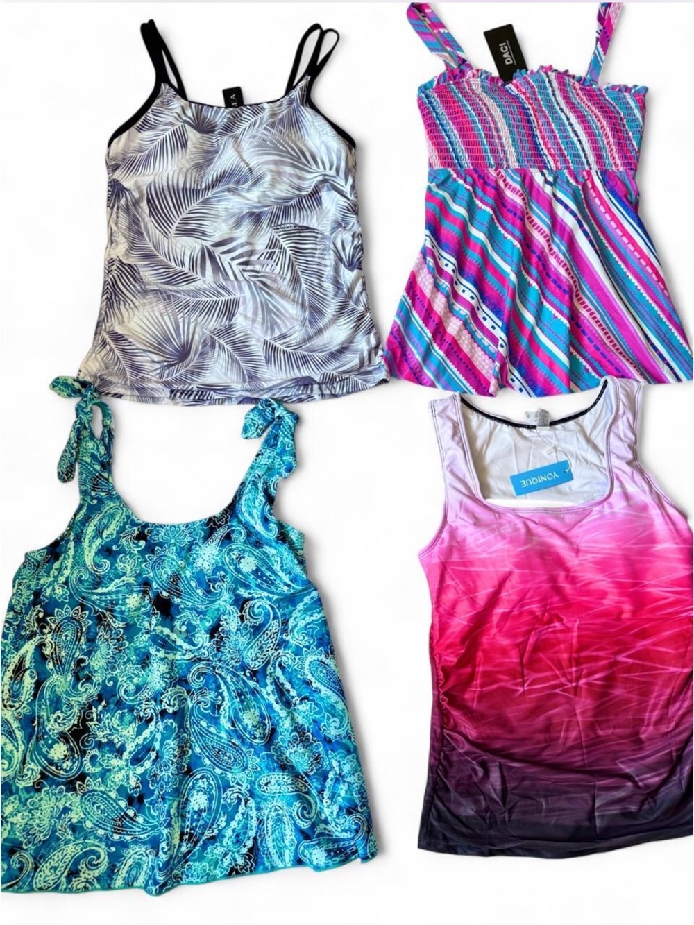 Bundle of 4 Tank Top Pack - Pink, Blue, Teal, Black/White - Various Brands
